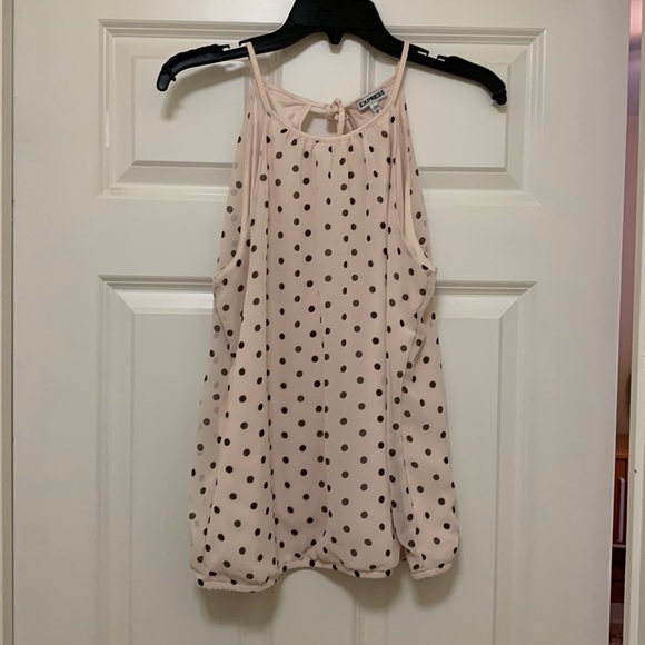 Express Pink and Black Polka Dot Tank. Size M. - Picture 1 of 15
